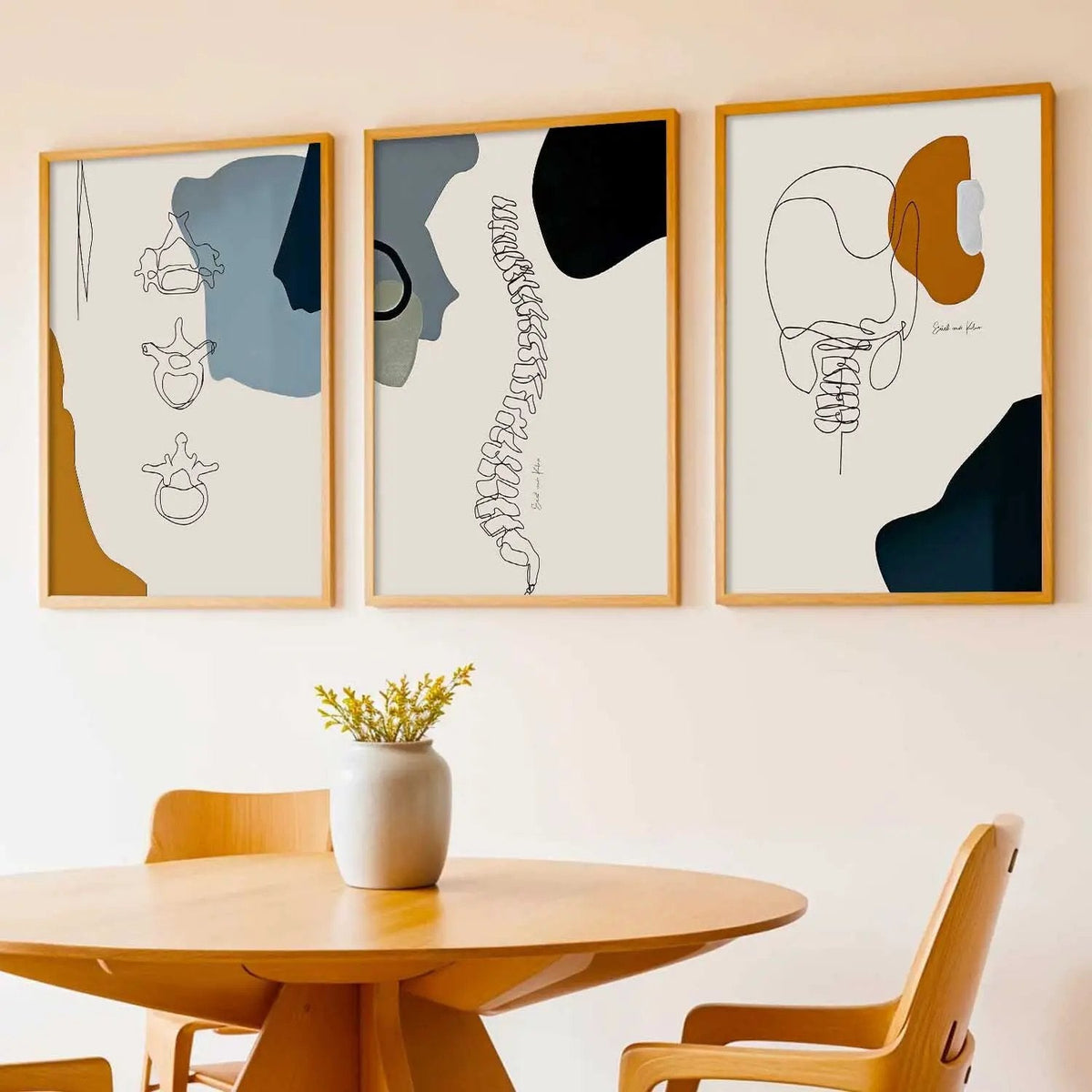 Abstract Anatomy Spine Triptych Digital Art