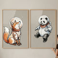 Space Explorer Animals Watercolor Digital Art Set