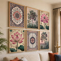 Botanical and Persian Motif Gallery Wall Digital Art Set