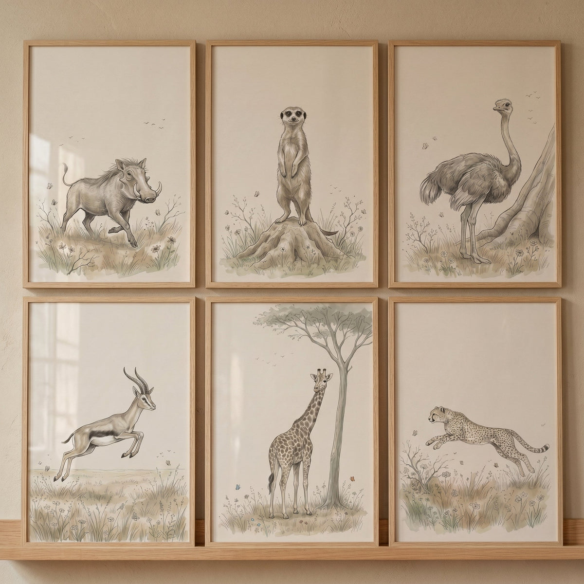 Safari Animals Watercolor Digital Art Set