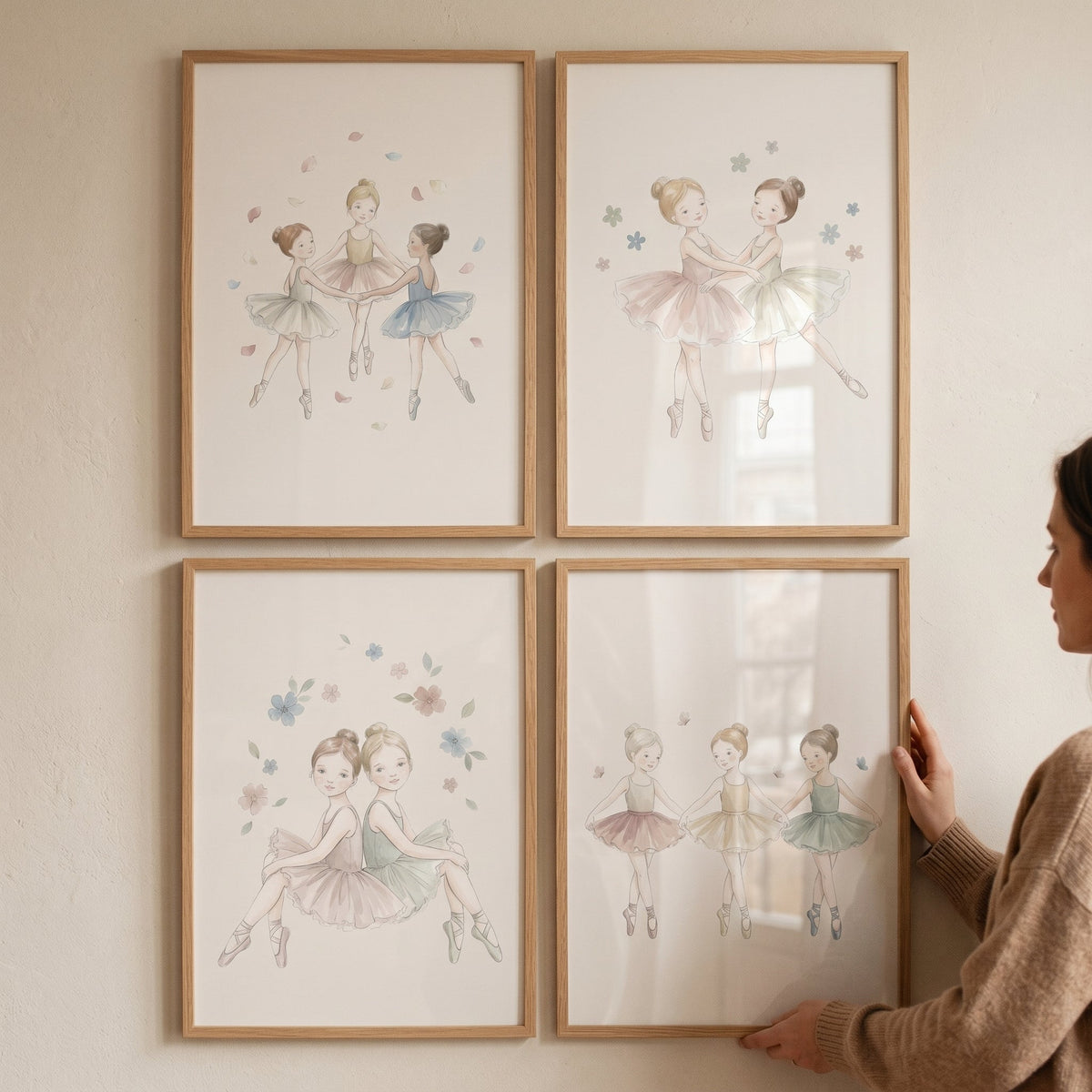 Watercolor Ballerina Friends Digital Art Set
