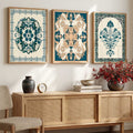 Bohemian Botanical Damask Triptych