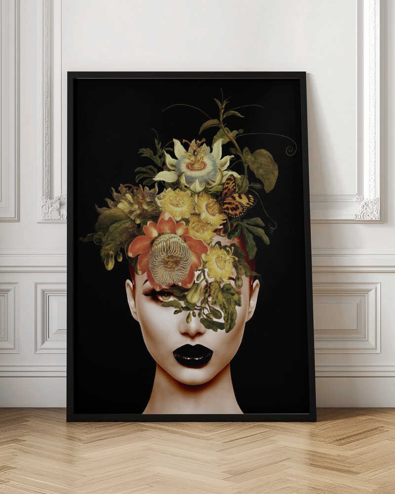 Dark Botanical Portrait High-Resolution Digital Artwork