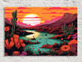 Desert Sunset Oasis Digital Artwork