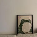 Minimalist Japanese Frog Woodblock Digital Art