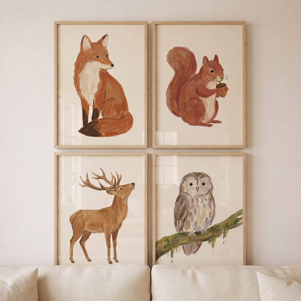 Charming Woodland Animals Nursery Digital Art Prints