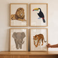 Safari Animal Watercolor Digital Art Set of Four