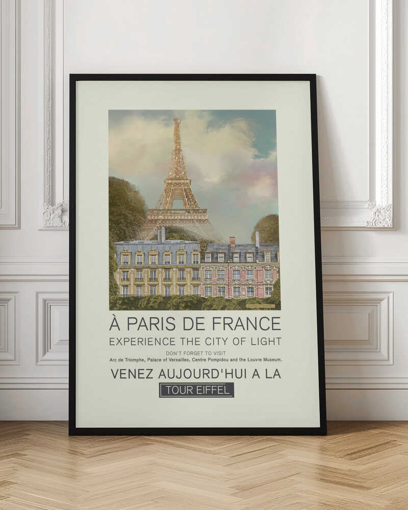 A Paris de France Eiffel Tower Travel Poster