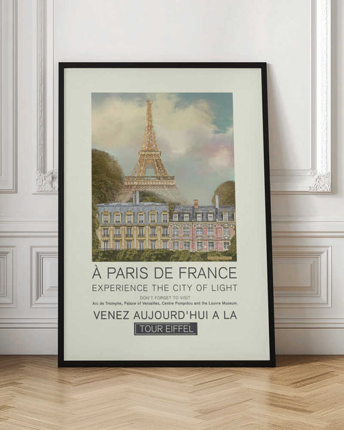 A Paris de France Eiffel Tower Travel Poster