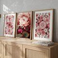 Blushing Lotus Botanical Triptych Digital Art