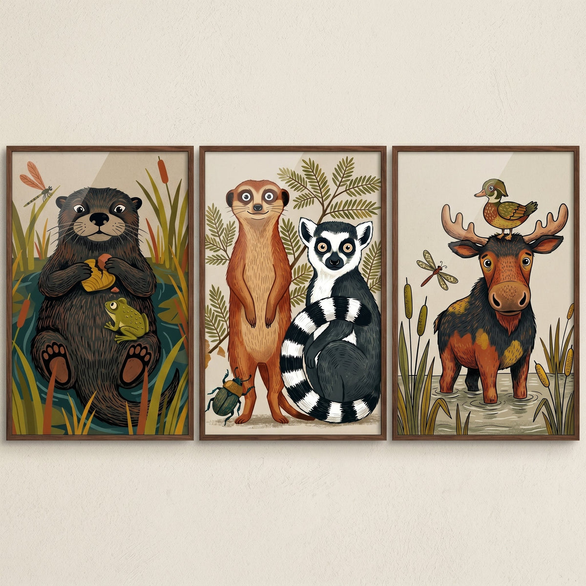 Charming Woodland Animals Trio Digital Art