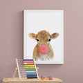 Cute Calf Blowing Bubble Gum Digital Print