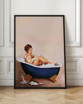 Vintage Pinup Girl in Bathtub Digital Art