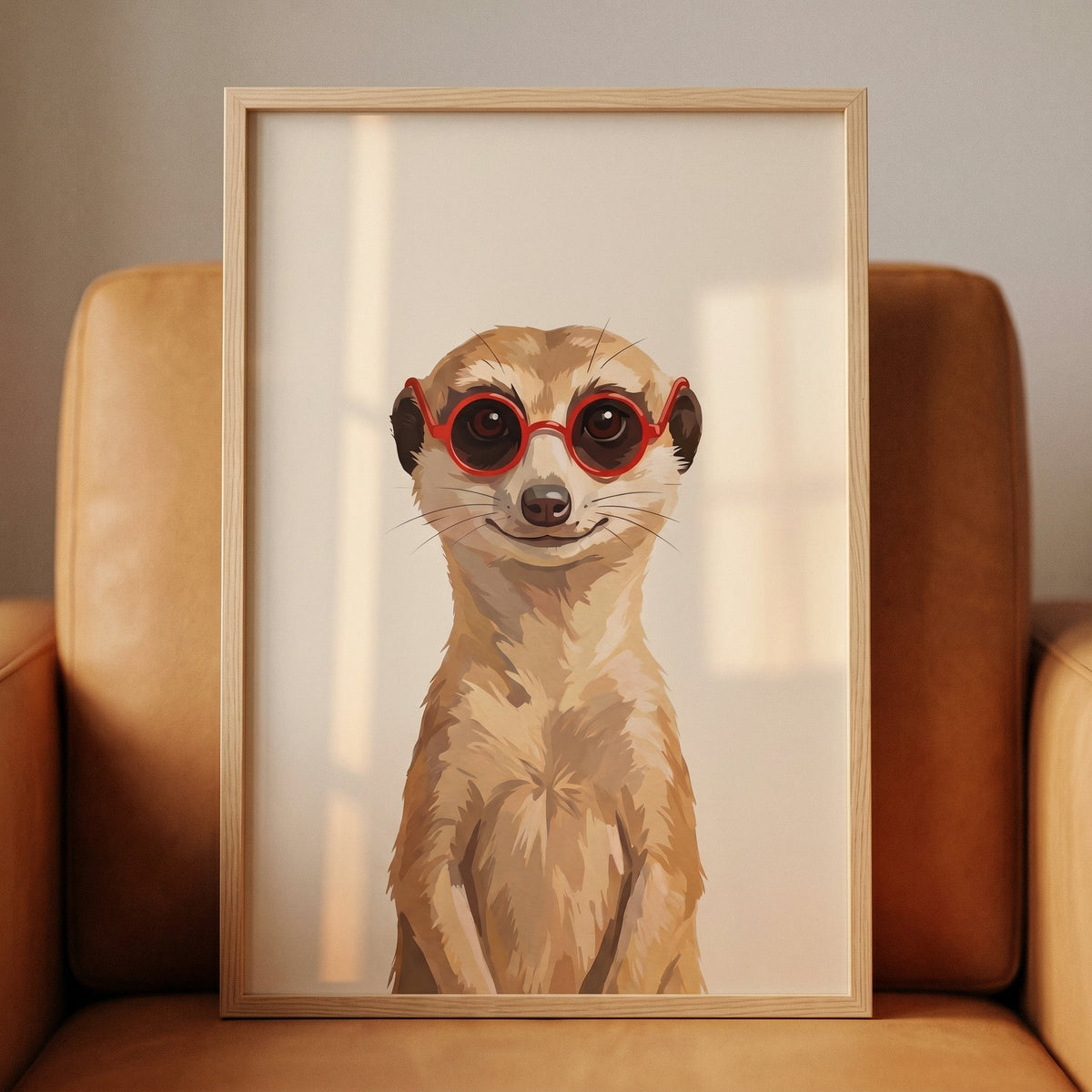 Chic Meerkat with Red Glasses Digital Art