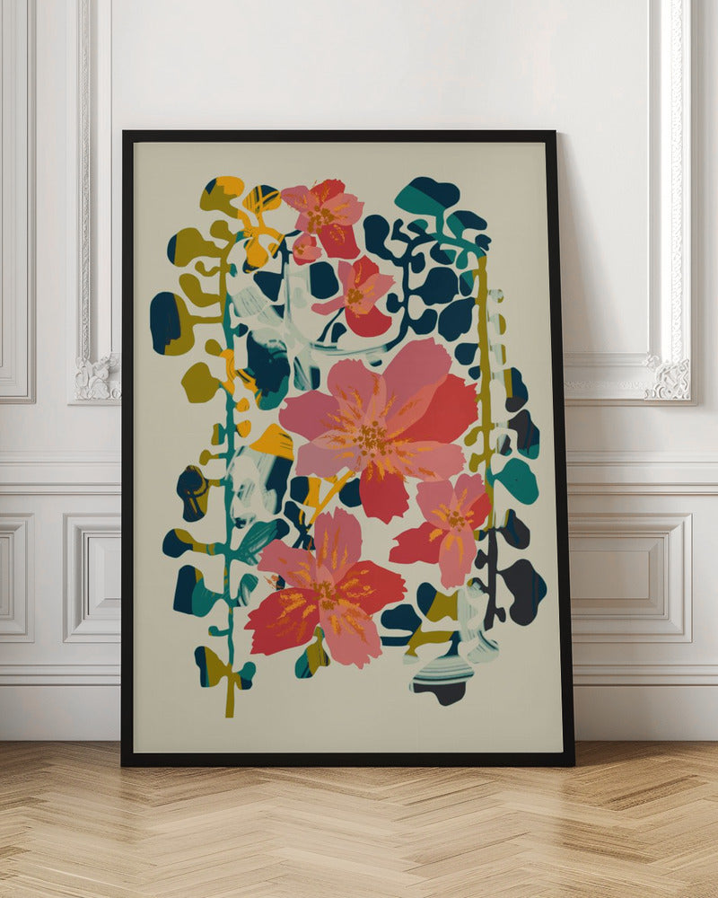 Abstract Pink Floral Garden Digital Wall Art