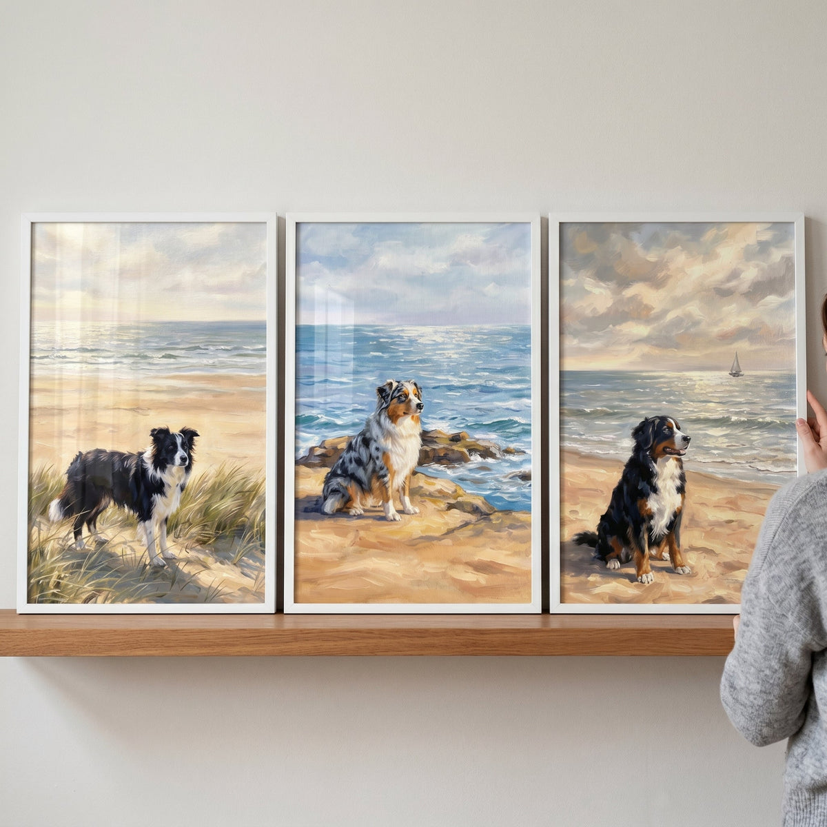 Coastal Dogs Trio Digital Art Set