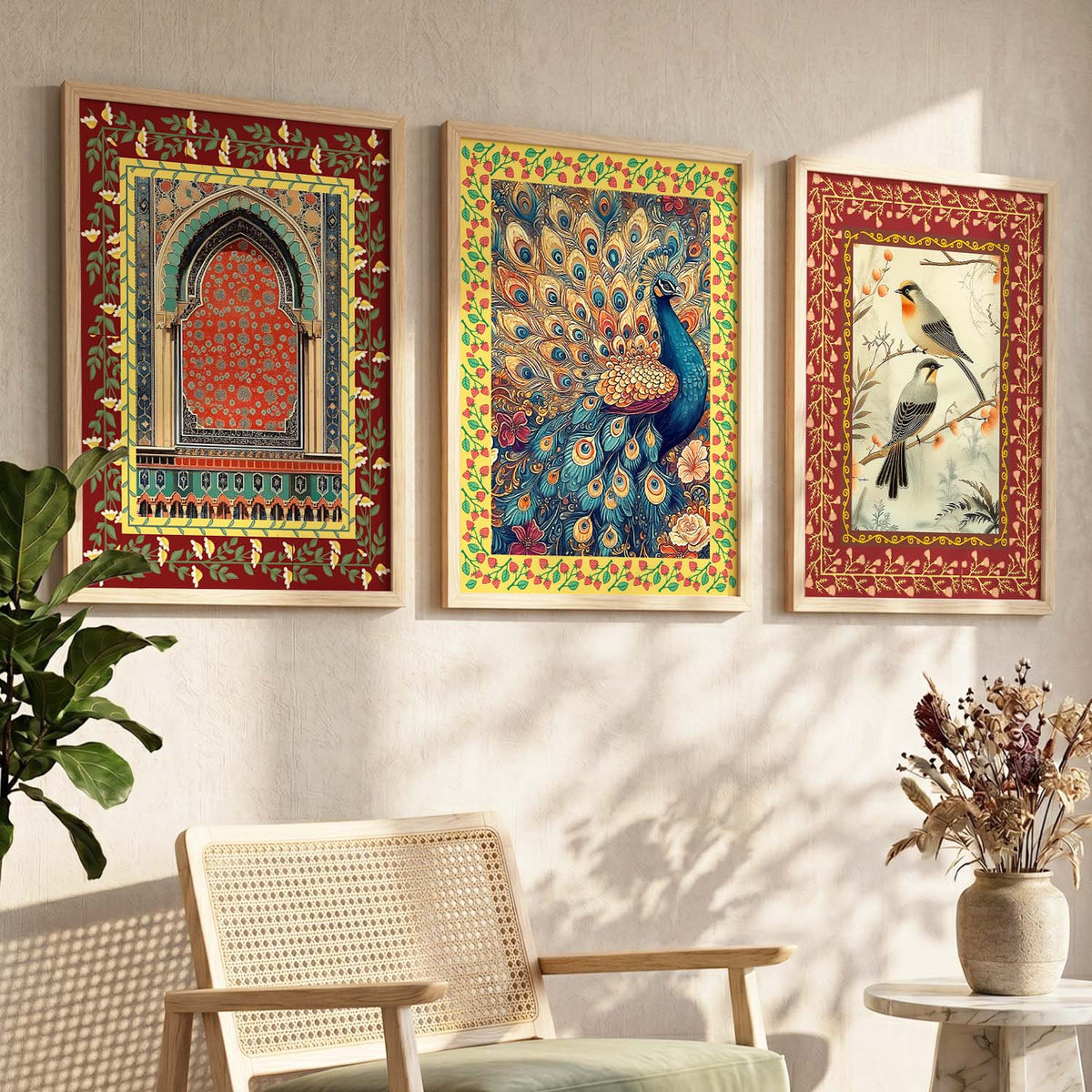 Exotic Oriental Heritage Triptych Digital Art