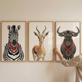 Chic Safari Animals Digital Art Triptych