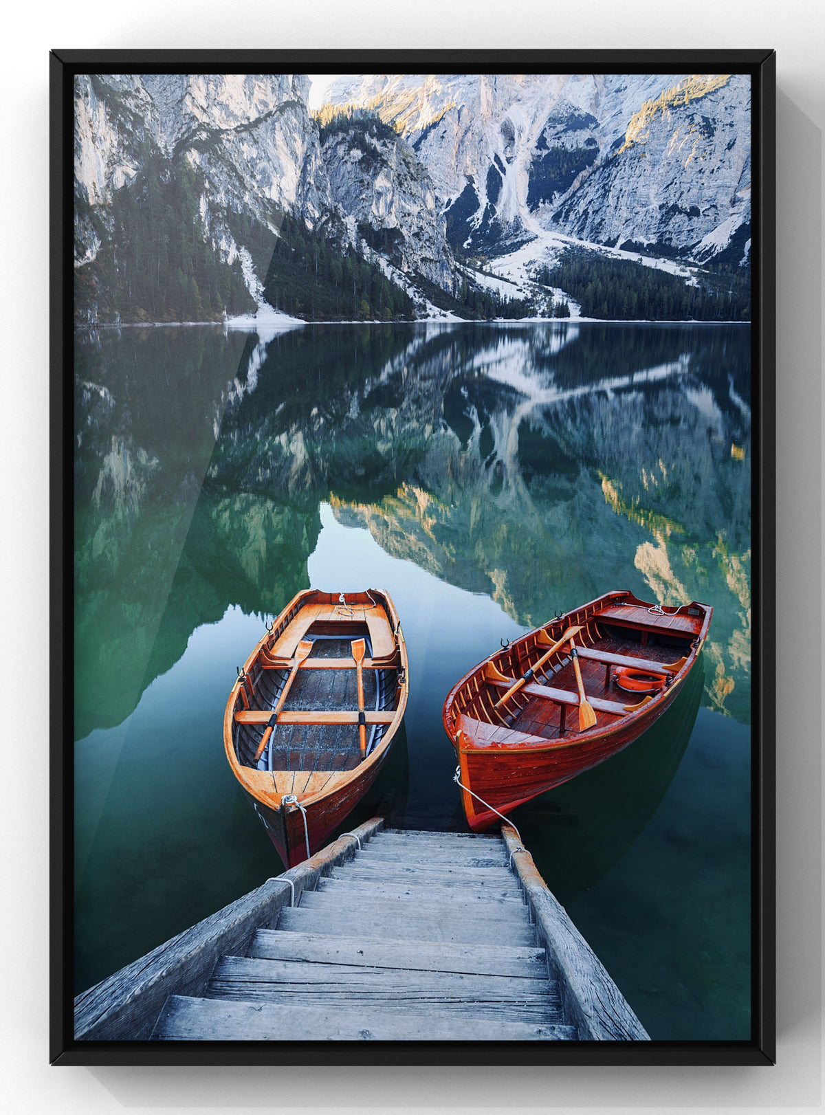 Alpine Lake and Wooden Boats Digital Photography