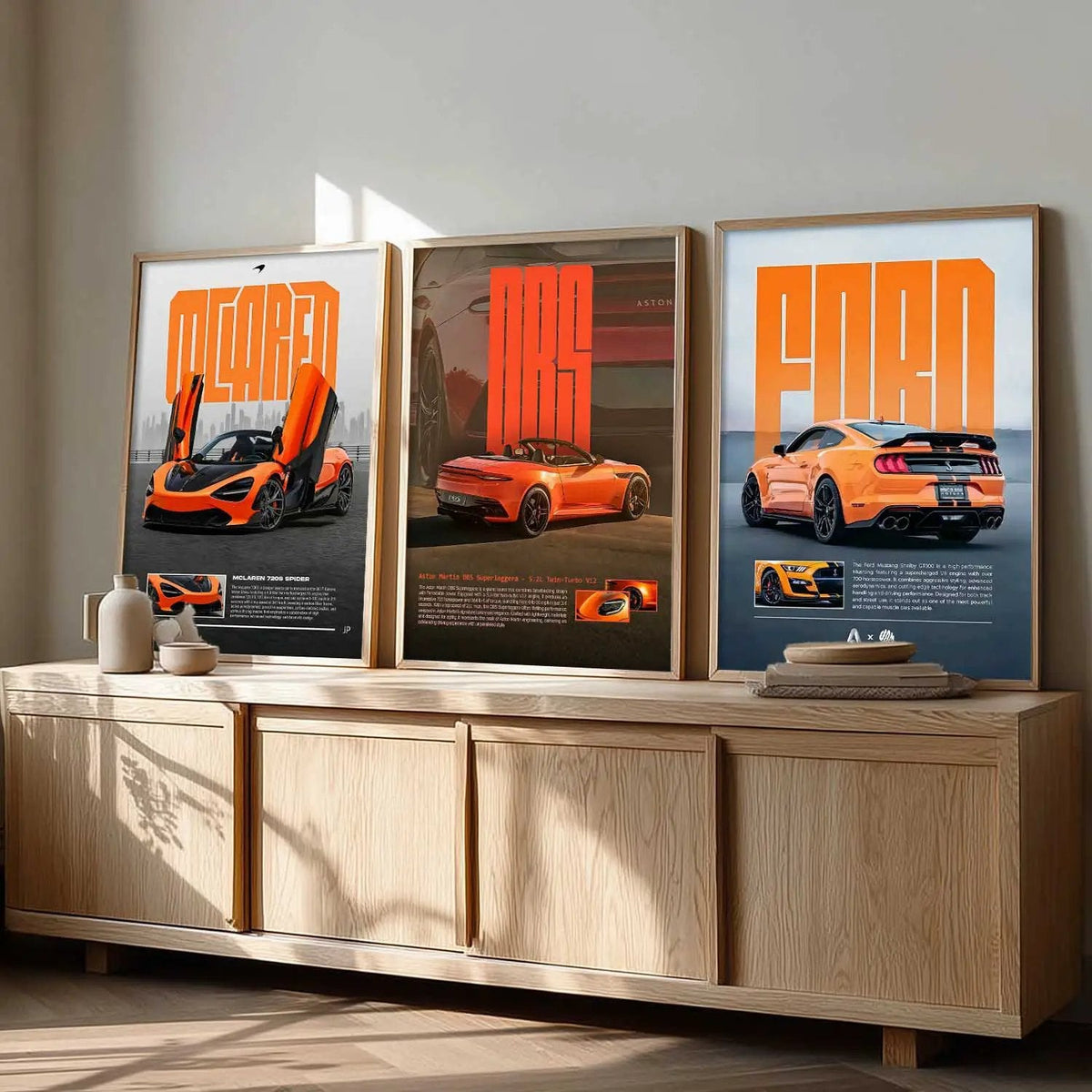 Supercar Orange Collection Digital Art Trio