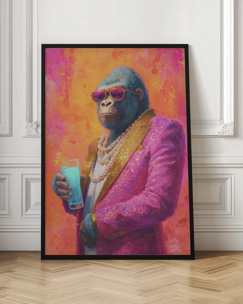 Dapper Gorilla Sipping Cocktail Digital Art