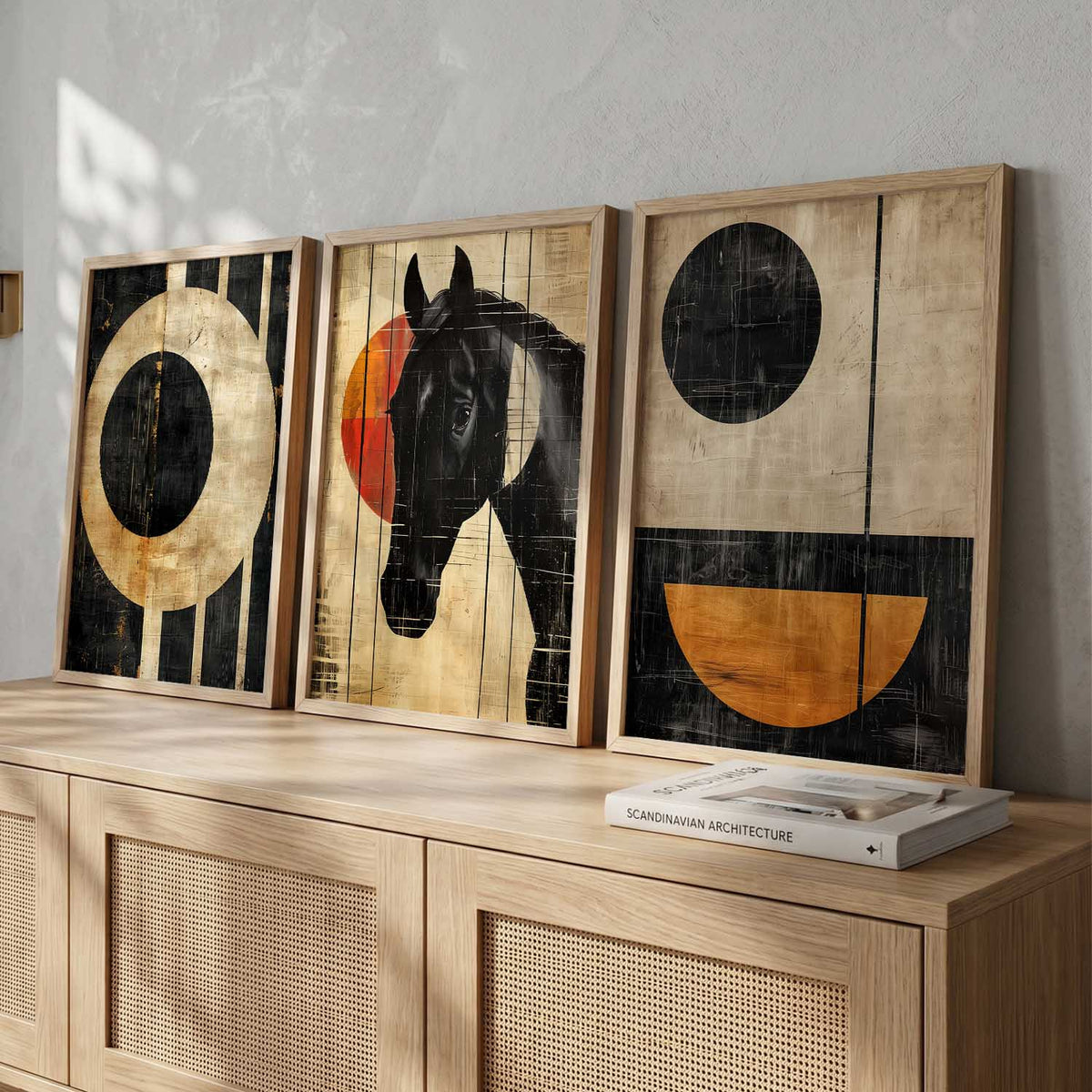 Abstract Equestrian Triptych Digital Art