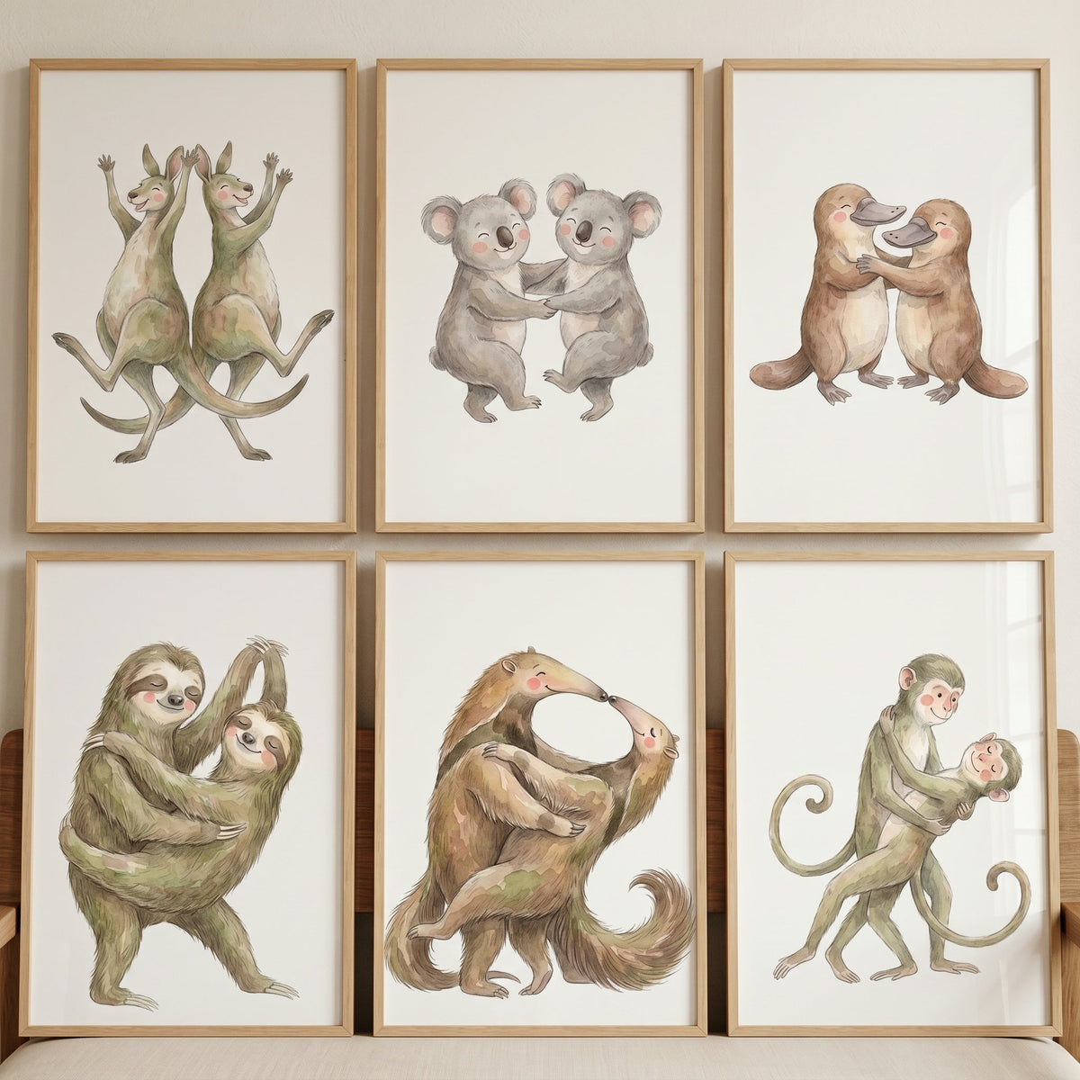 Dancing Australian Animals Watercolor Digital Art Set