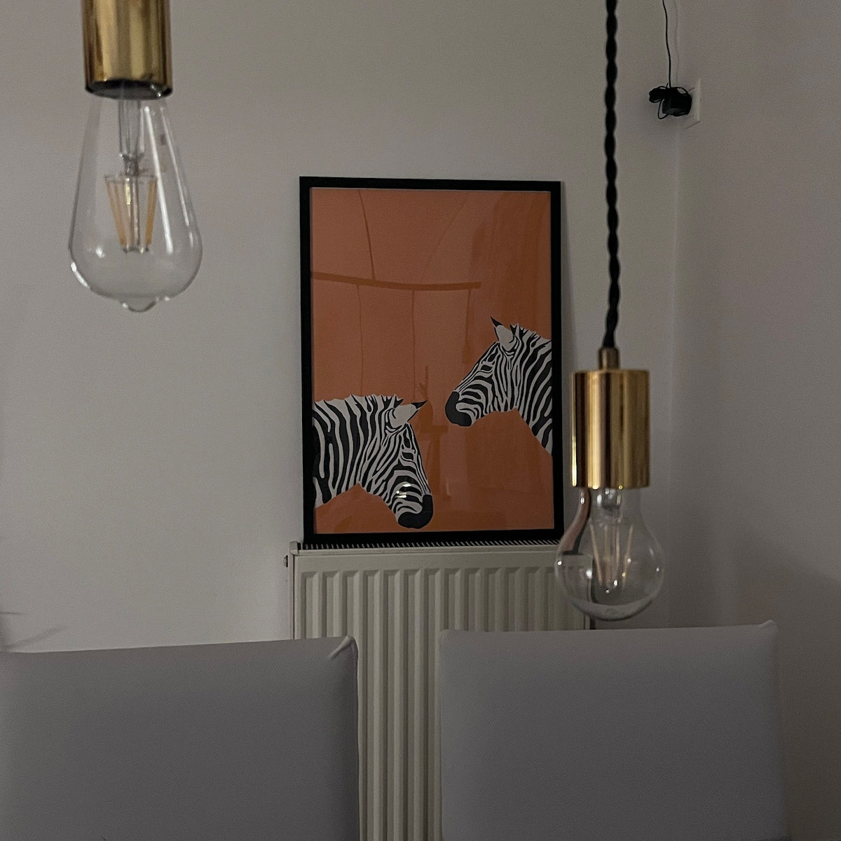 Minimalist Zebra Duo Digital Art Print