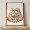 Cuddling Walruses Watercolor Digital Art