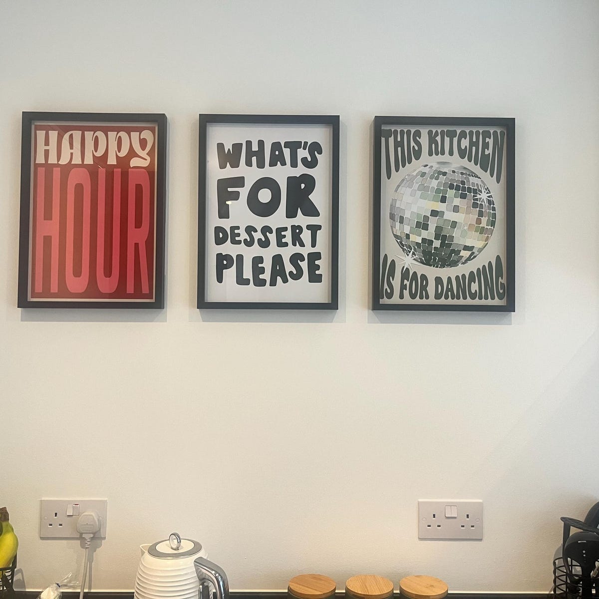 Kitchen Disco & Retro Typography Digital Art Trio