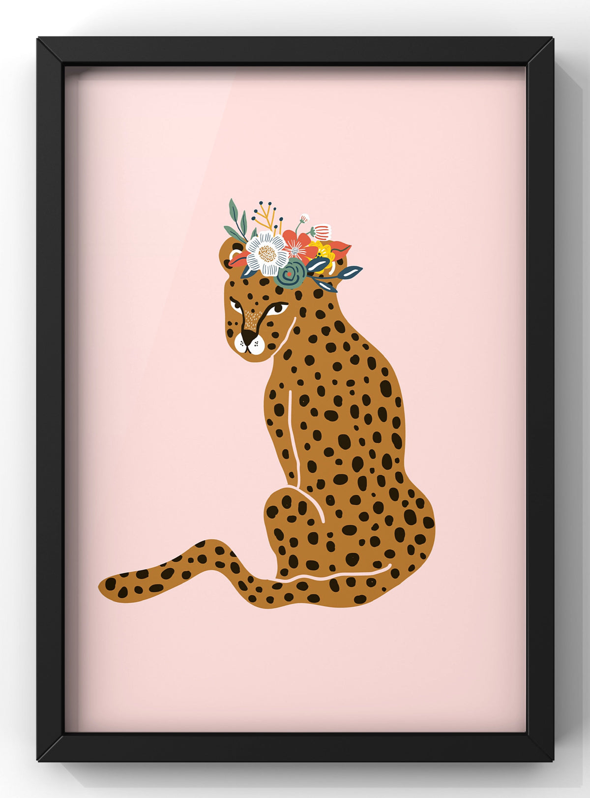 Chic Leopard with Floral Crown Digital Art