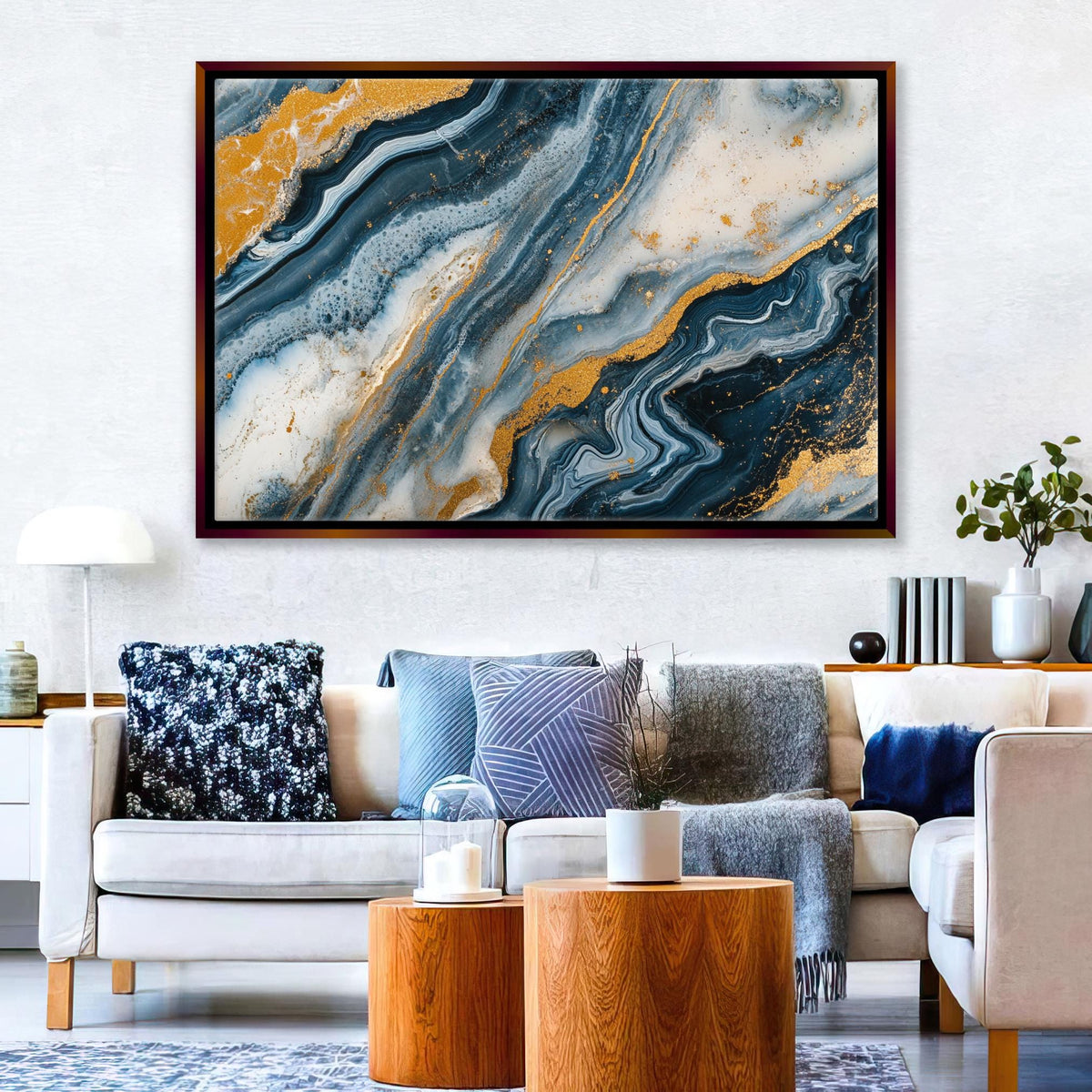 Golden Abyss Abstract Marble Digital Artwork