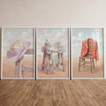 Pastel Western Vibe Digital Art Triptych