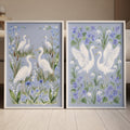 Graceful Egrets and Wildflowers Digital Art Print Set