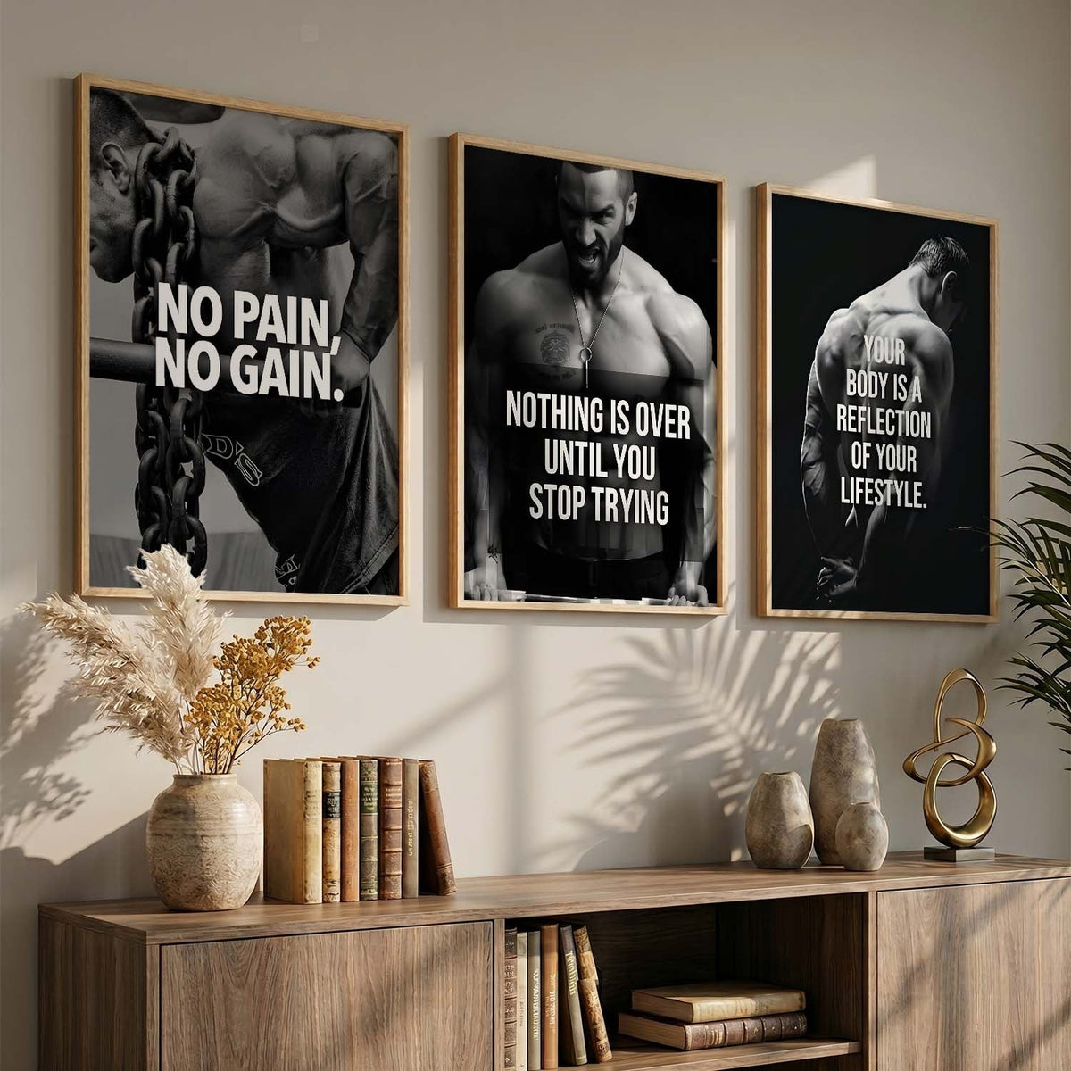 Gym Motivation Triptych Digital Art Set