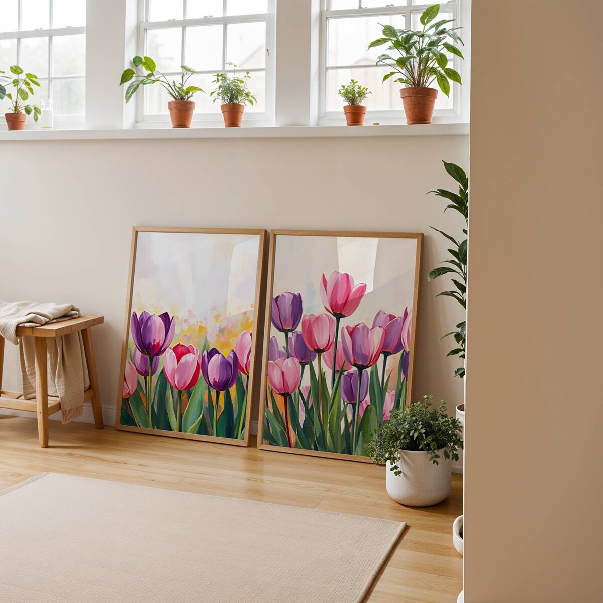 Vibrant Spring Tulips Digital Art Print