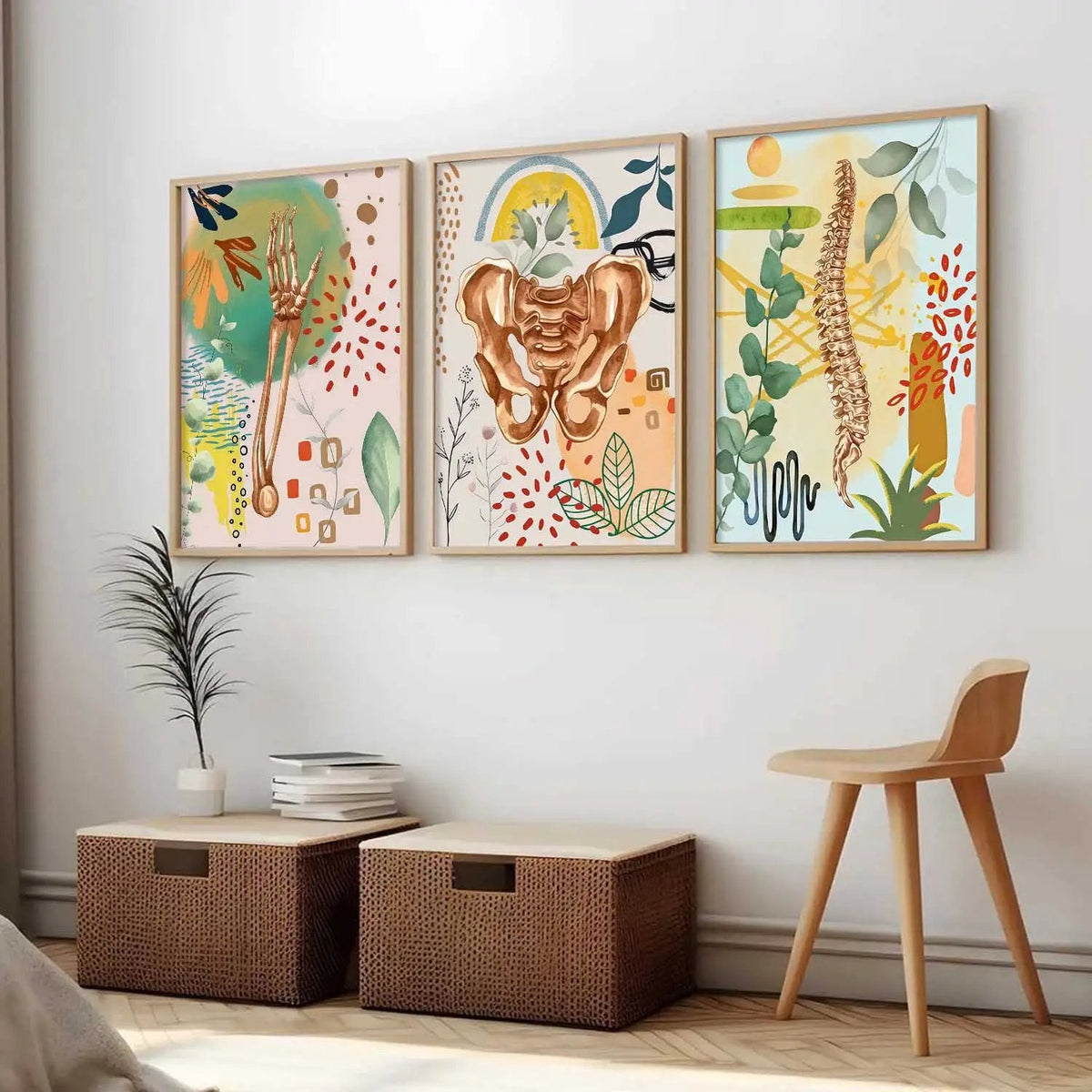 Abstract Anatomy Triptych Digital Art