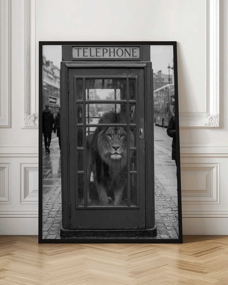 Lion in London Telephone Booth Digital Print