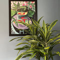 Red Goldfish in Glass Bowl Botanical Still Life Digital Artwork