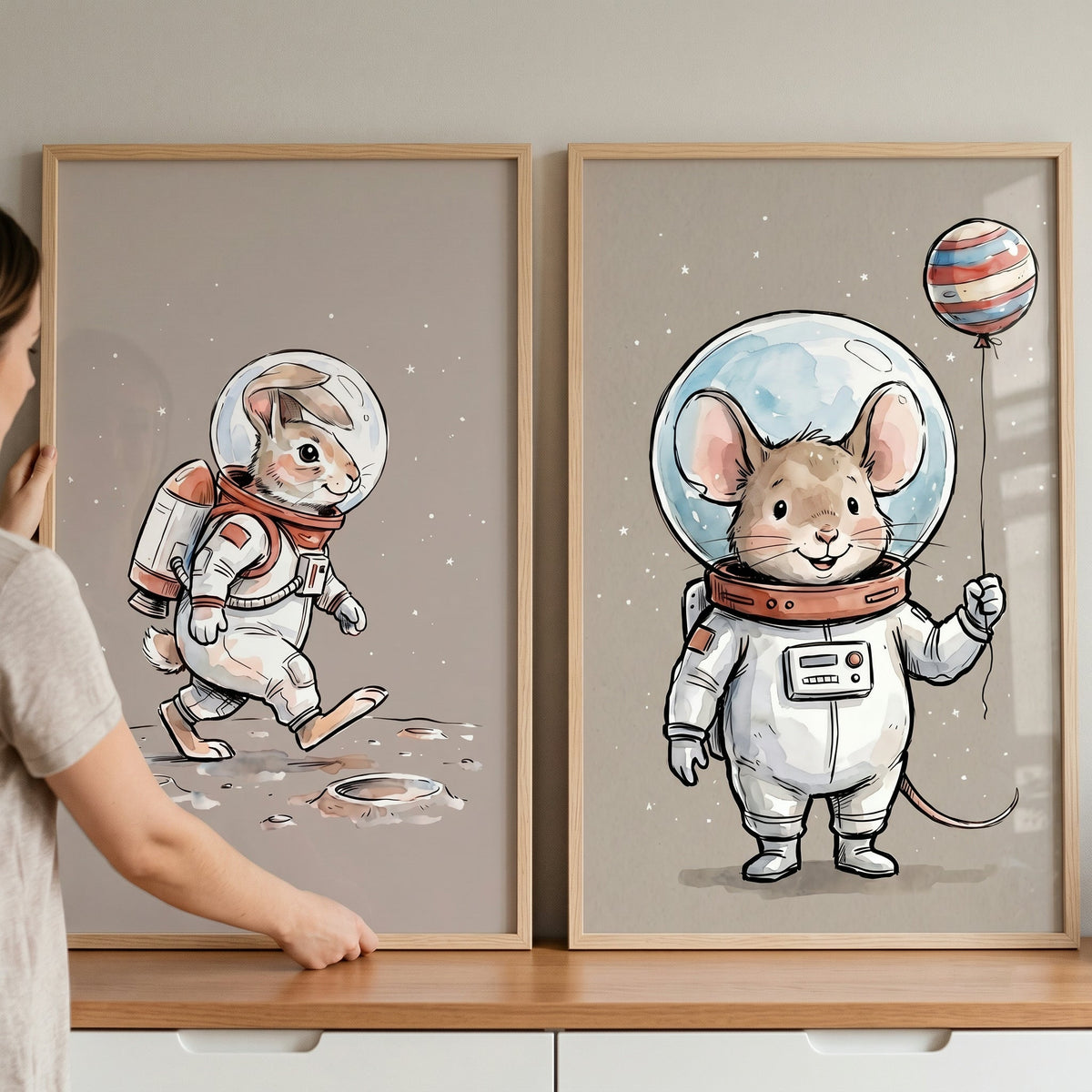 Space Explorer Animals Digital Art