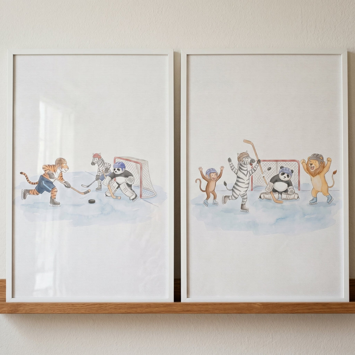 Cute Animal Hockey Players Digital Art Set