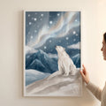 Polar Bear Under Starlit Northern Lights Digital Art
