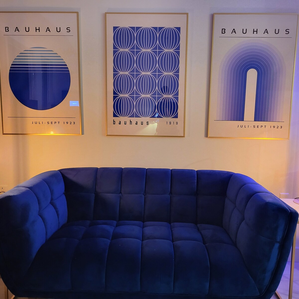 Bauhaus Blue Geometric Trio Digital Art Collection