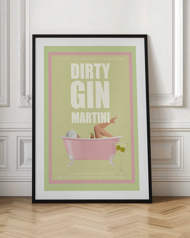 Dirty Gin Martini Retro Cocktail Digital Art