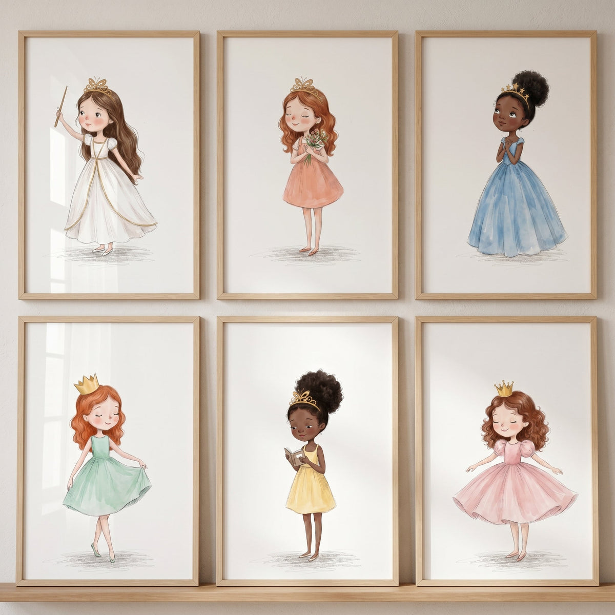 Enchanting Little Princesses Digital Art Collection