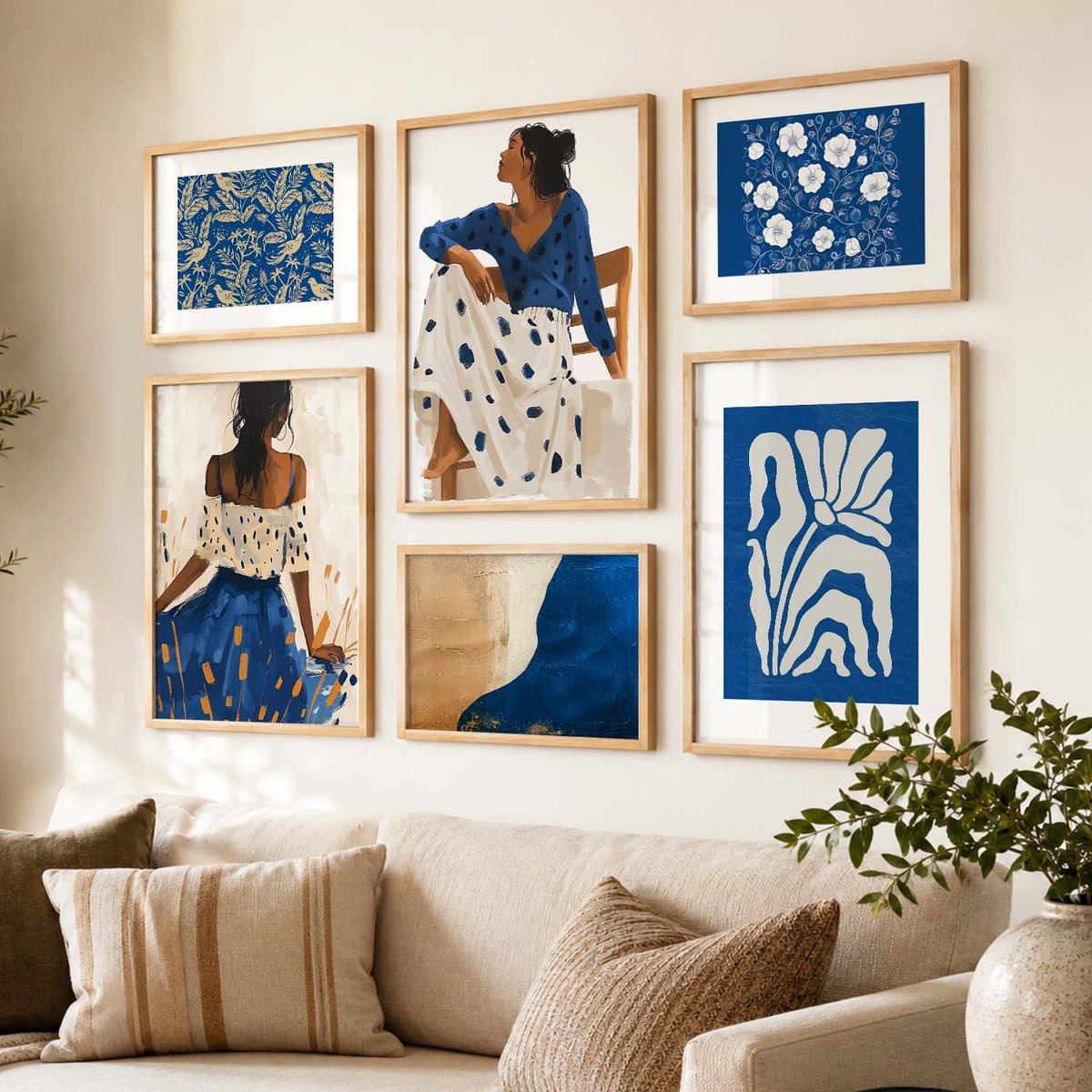 Blue and White Boho Fashion Gallery Wall Set