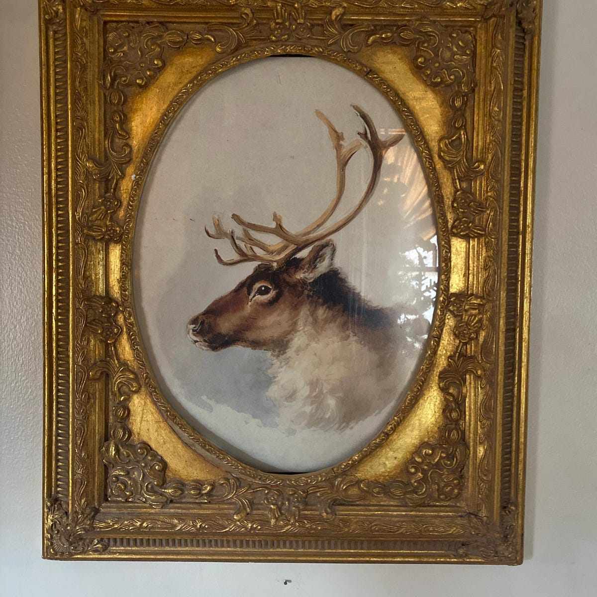 Vintage Reindeer Portrait Digital Art