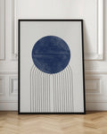 Abstract Blue Sun Minimalist Digital Print