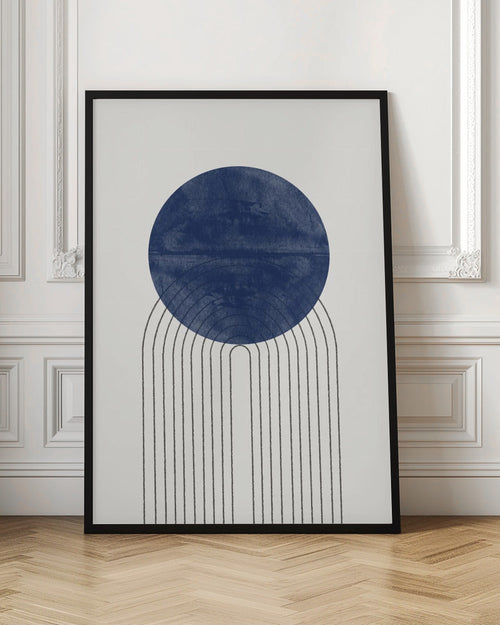 Abstract Blue Sun Minimalist Digital Print