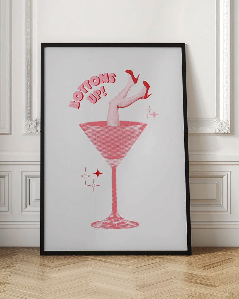 Bottoms Up Retro Martini Digital Art Print